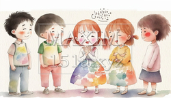 仲良くおしゃべりをしている子供達 | 3597918-3797