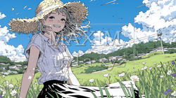 スカートを揺らしながら春風と戯れている若い女性 | 3618762-15117
