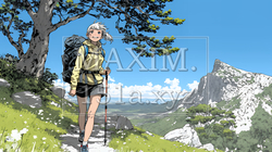 ソロハイキング（ソロ登山）を楽しんでいる若い女性｜3628903-5845