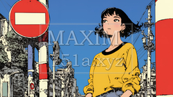 Noという意思表示：進入禁止マークと無表情な女性で表現｜3654488-10965