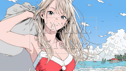 真夏（南半球）のビーチで活動中の女性のサンタクロース | 3646702-12619