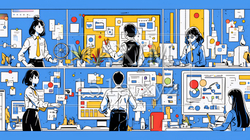 人材育成と社員研修のビジネスコンセプト｜学び成長するビジネスパーソンのイラスト素材 | 3649954-17405
