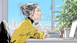 自宅からオンライン会議に参加している女性