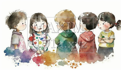 仲良くおしゃべりをしている子供達 | 3658162-3801