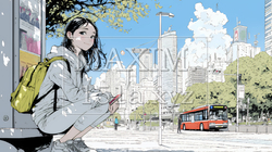 一人旅の旅先、街角で足を止めて道を確かめる若い女性 | 3681618-16625