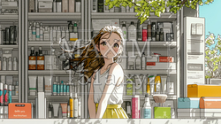 ドラッグストアでコスメを選ぶ若い女性 | 3685017-16103
