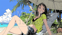 南国の海岸にビキニ姿でいる若い女性 | 3702760-5263