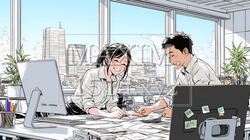 OJT：オフィスで、部下（後輩）を指導するマネージャー | 3706016-8186