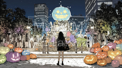 仲間とハロウィンイベントに参加する若い女性 | 3711647-5378