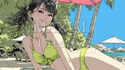 ビーチリゾートを旅行中のビキニ姿の若い女性 | 3718281-9362