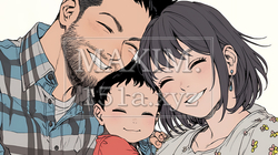 幸せいっぱいの仲の良い夫婦と最愛の幼い息子