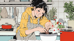 バレンタインプレゼント用のチョコレートを一生懸命作っている若い女性 | 3735361-14859
