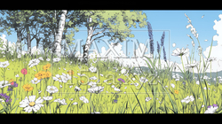 花が咲き乱れる春の野原 | 3735361-17024