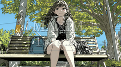 公園のベンチでひとり静かにくつろぐ若い女性｜3745434-10401