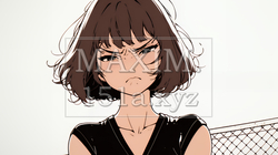 Noという表現を思いっきり顔に表しているる女性（シンプルな色使い）｜3799086-11715