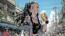 ビールを飲んでいる女性 | 3800118-12379