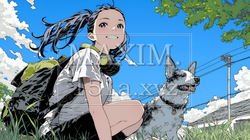 愛犬と散歩している若い女性｜3439567-4448
