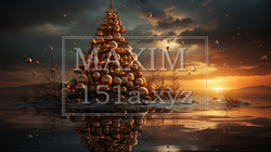 クリスマスツリー：シュールレアリズム的表現の背景画像