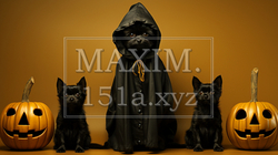 ハロウィンの基本的要素を捉えたミニマルアート（minimalism）な表現：精緻CG｜3806458-10891