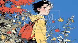 紅葉の小径を歩く少女｜3846490-5608