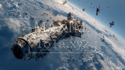 デブリと衝突して破損した人工衛星｜3820014-739