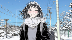 雪の日に通学する女子高生