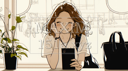 嬉しそうな表情でスマホを使っている女性（シンプルな色使い） | 3877932-11463