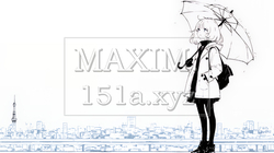 雨の中を歩く女性（シンプルな色使い）