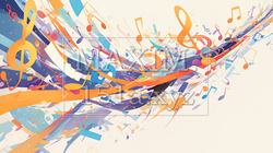 音符など音楽記号をテーマにした背景画像 | 3887611-8869