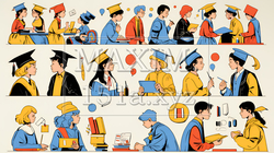 人材育成と社員研修のビジネスコンセプト｜学び成長するビジネスパーソンのイラスト素材 | 3902914-17404