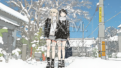 雪の日に友達と通学する女子高生 | 3911437-13083
