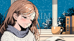 資料（本）を読みながら、うとうと眠ってしまう若い女性 | 3921952-16008