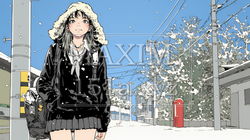 雪の日に通学する女子高生 | 3922942-13059