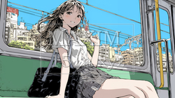 電車で通学している女子高生