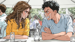 口論している若いカップル（夫婦）｜412037-12238