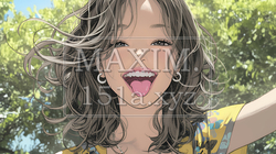 舌を出して陽気におどけている若い女性