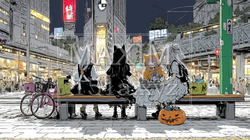 ハロウィンイベントに参加するために待機中の女の子たち