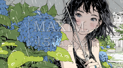 アジサイと梅雨の長雨と若い女性｜404869-9286