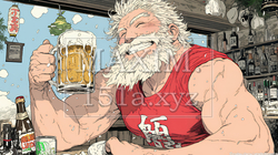 豪快にビールを飲んでいるサンタクロース | 3967716-13264