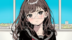 「つまんないの」と不貞腐れている制服を着た女子高生 | 3988368-14443