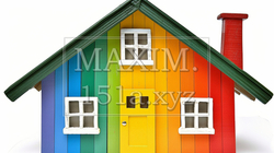 LGBT：虹色の家をみんなで仲良く作り上げて暮らすイメージ