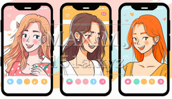 スマートフォンでビデオ通話をしている女性／自撮り