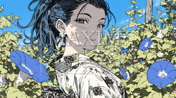 アサガオと浴衣姿の若い女性 | 4020773-9719