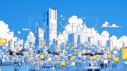DX・AI・クラウドで進むデジタルトランスフォーメーション｜データネットワークのビジネスコンセプト | 4064213-17311