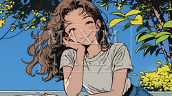 恥ずかしがって顔を赤らめている女性（異性を意識して？）