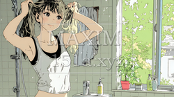 朝支度：洗面所で髪をまとめている若い女性 | 4071576-15526