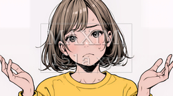 肩をすくめて困惑・諦めの仕草をしている若い女性 | 4071637-14643