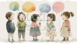 仲良くおしゃべりをしている子供達