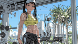 休日にジムで軽く運動する若い女性 | 4090720-16280