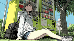 自動販売機で飲み物を購入する若い女性｜日常・ライフスタイル・屋外シーン | 4100366-17521
